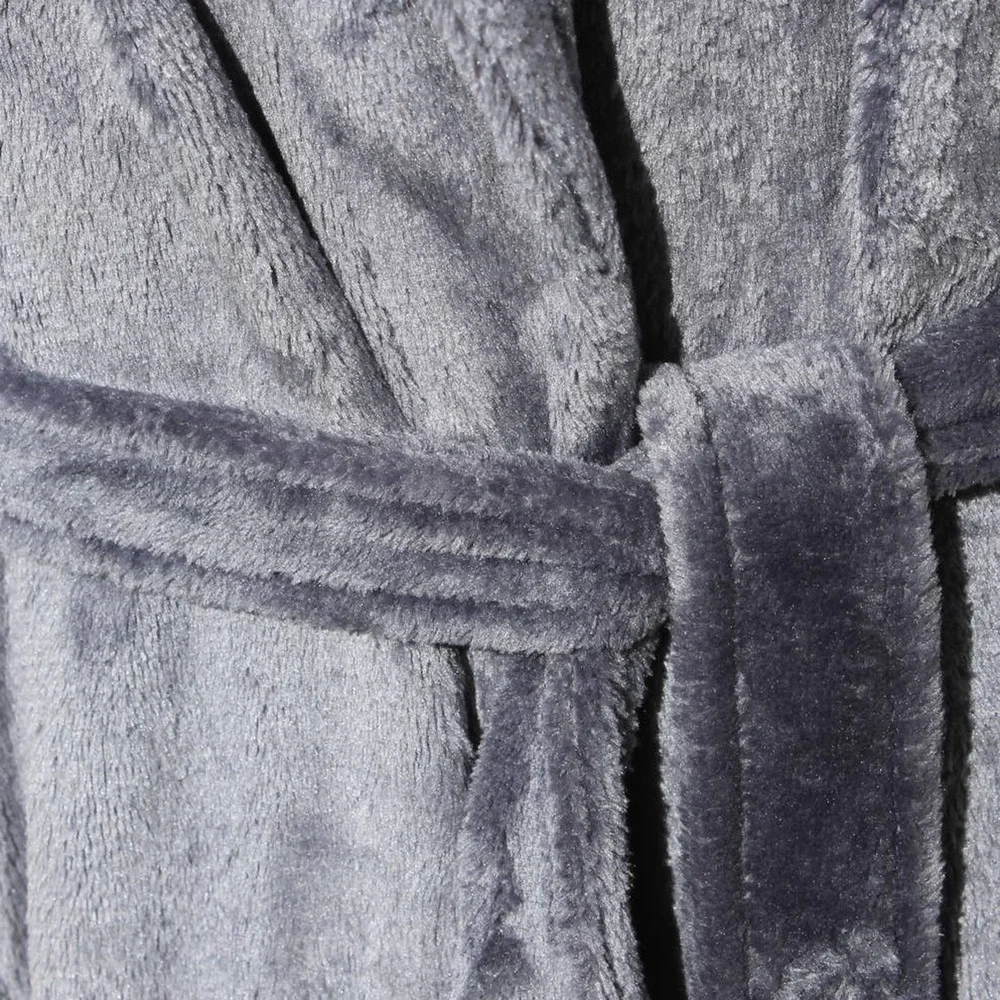 Miss Elaine Luxury Fleece Long Robe Ultra Soft Pewter Gray Size Medium - Picture 9 of 12